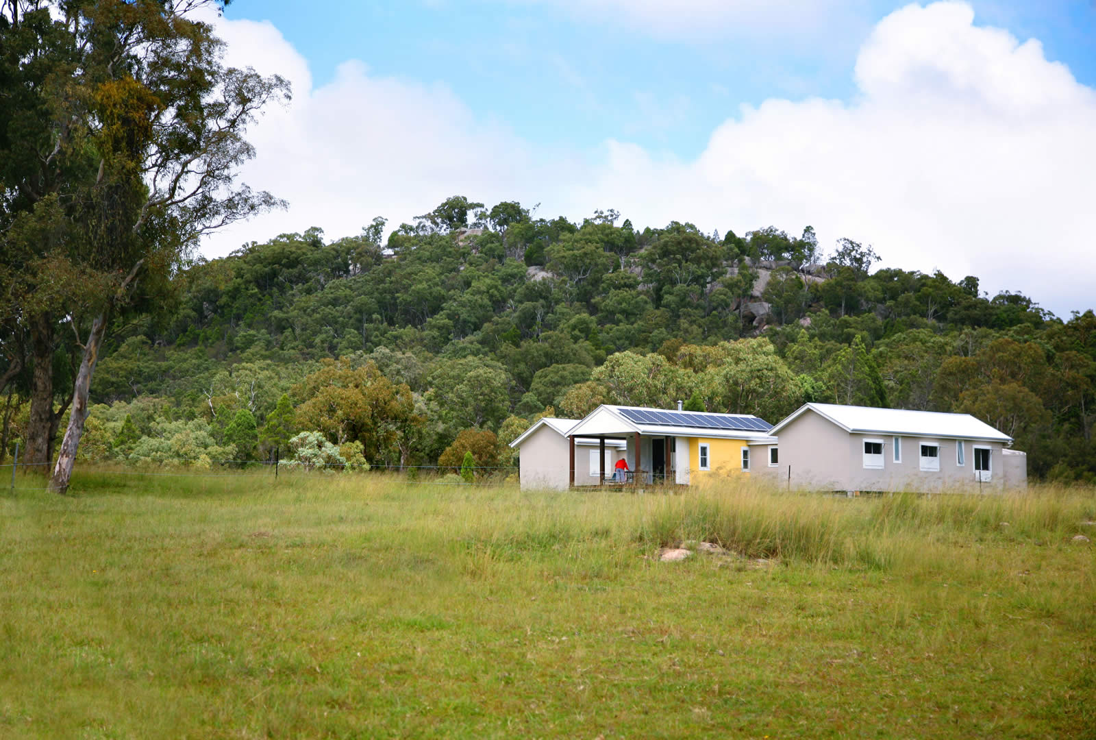 view of blue mountain behind lodge